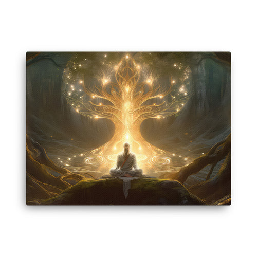 buddha meditation Mystical Spirit Forces canvas wall art in bedroom mockup