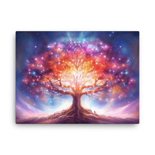 Yoga zen enchanted grove magical tree : unveiling nature's secrets canvas wall art in living room mockup