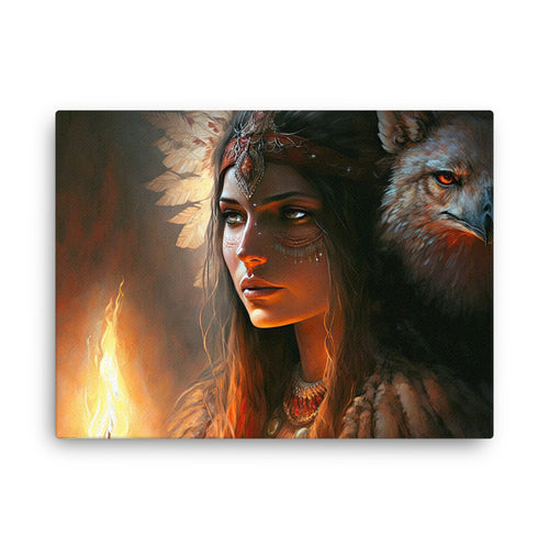 Nature shamanic ancient shamanic journeys canvas wall art in living room mockup