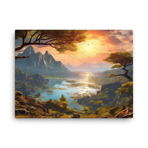 Chakra energy morning sunshine radiance : chronicles of a day canvas wall art in living room mockup