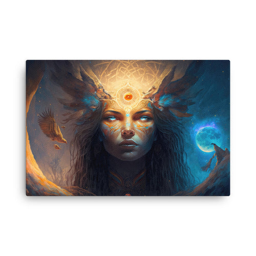 buddha meditation Yoga & Zen - Navigating Shamanic Realms Art: Mysteries Of The Path Wall Art ( canvas wall art in living room mockup