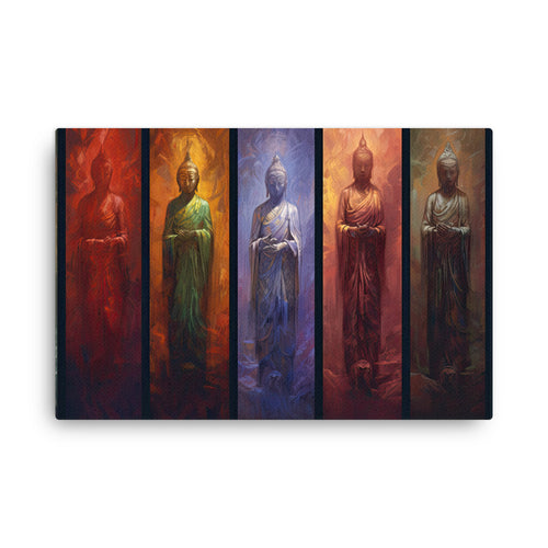 buddha meditation Vertical Buddha canvas wall art in living room mockup