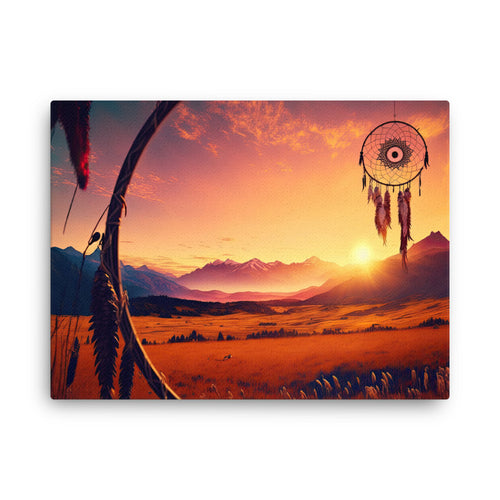 Crystal manifestation dreamcatcher's hope art: weaving life's threads canvas wall art in living room mockup