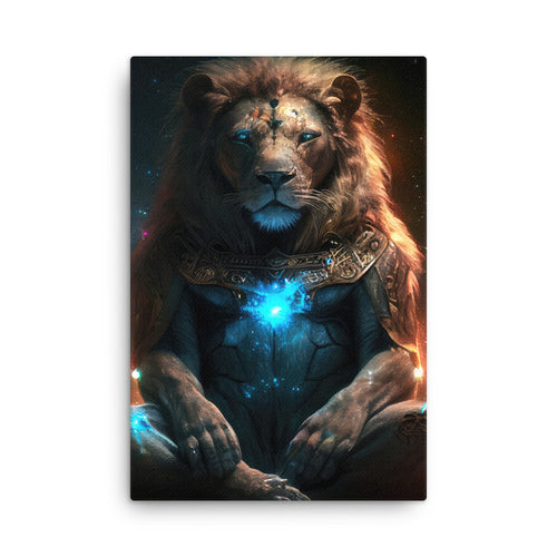 Chakra energy lion essence art: courage & divine power canvas wall art print