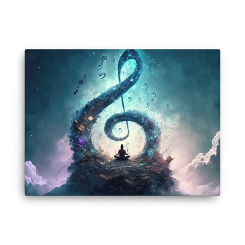 buddha meditation Soulful Harmony canvas wall art in bedroom mockup