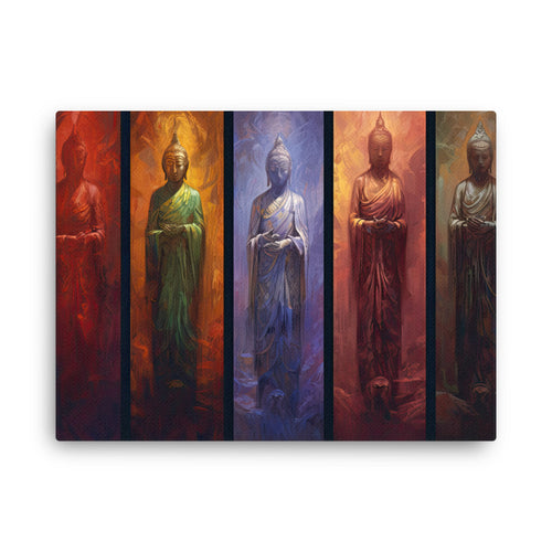 buddha meditation Vertical Buddha canvas wall art in bedroom mockup