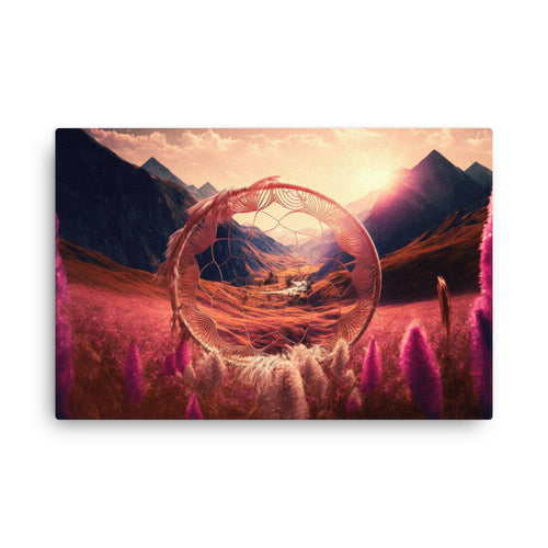 Yoga zen woven dreams intricate dreamcatcher detail canvas wall art print