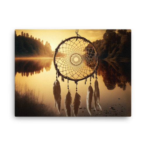 Crystal manifestation threads of positivity art: tracing dream weaves canvas wall art in living room mockup