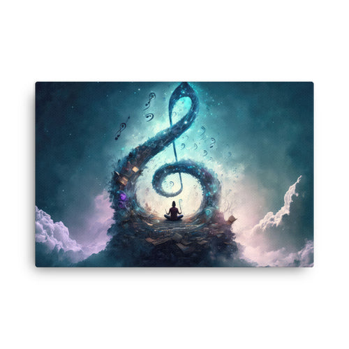 buddha meditation Soulful Harmony canvas wall art in living room mockup