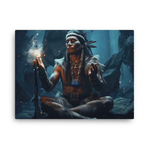 buddha meditation Yoga & Zen - Navigating Spirit Realms Art: Shamanic Wisdguide Wall Art ( canvas wall art in bedroom mockup
