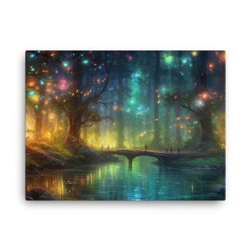 Nature shamanic enchanted forest | woods canvas wall art in living room mockup