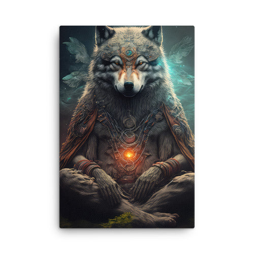 buddha meditation Nature & Shamanic - Meditating canvas wall art in living room mockup