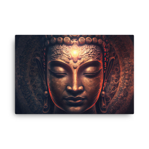 buddha meditation Spiritual Buddha canvas wall art in living room mockup