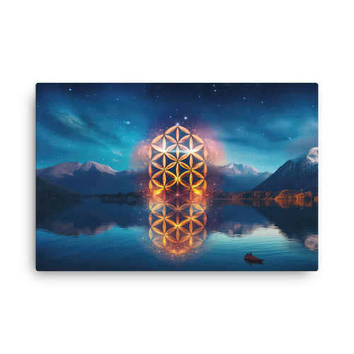 buddha meditation Spiritual Art - Symbols canvas wall art in living room mockup