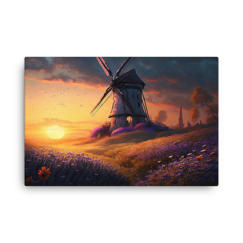 Nature shamanic windmill whispers art: harnessing nature's breeze canvas wall art print