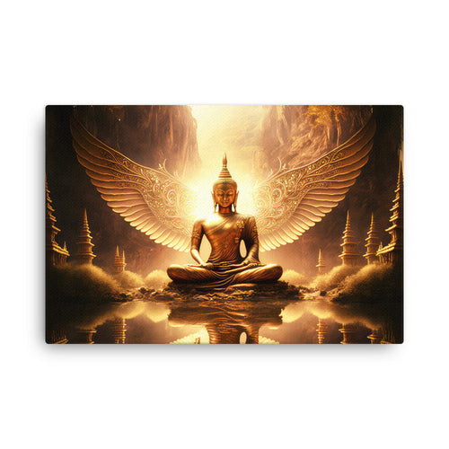 Yoga zen golden buddha canvas canvas wall art print