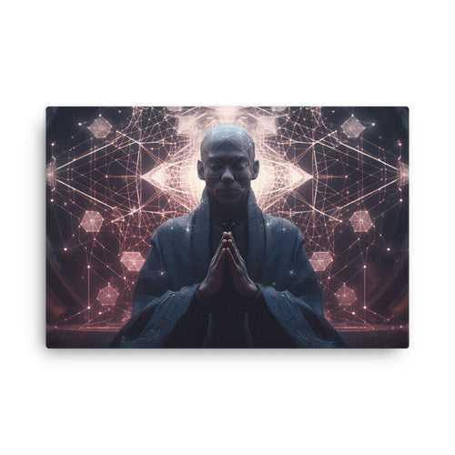 buddha meditation Spiritual Art - Realistic Reflections canvas wall art in living room mockup