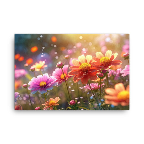 Nature shamanic beautifully blooming floral canvas wall art print