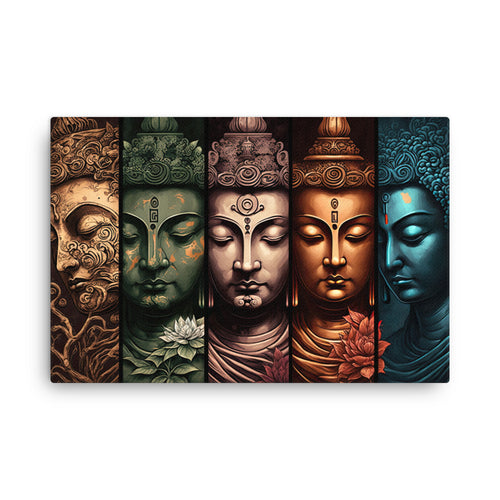 buddha meditation Vertical Buddha Rising canvas wall art in living room mockup