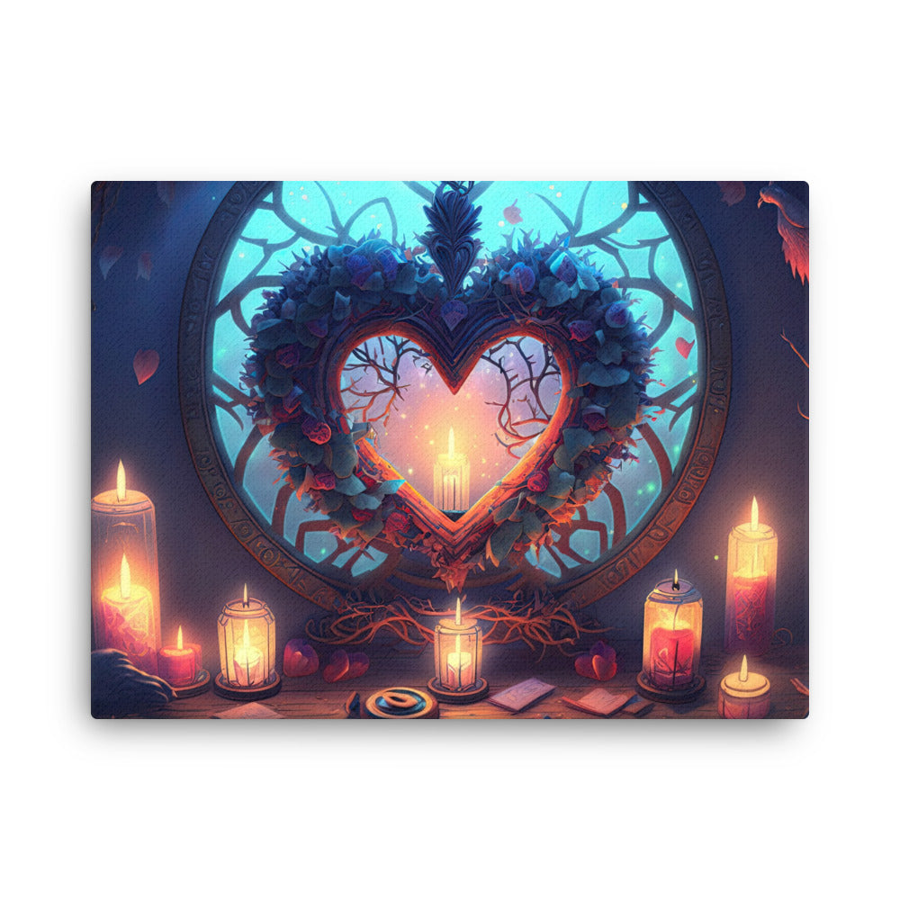 buddha meditation Heart Candle canvas wall art in bedroom mockup