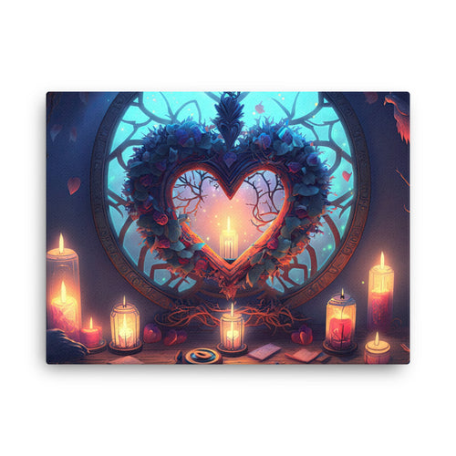 buddha meditation Heart Candle canvas wall art in bedroom mockup