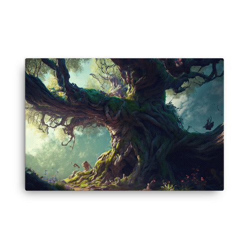 Yoga zen earth guardians giant tree art: ancient majesty canvas wall art print