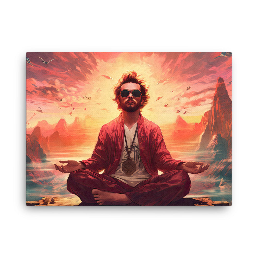 buddha meditation Nurturing Meditation canvas wall art in bedroom mockup