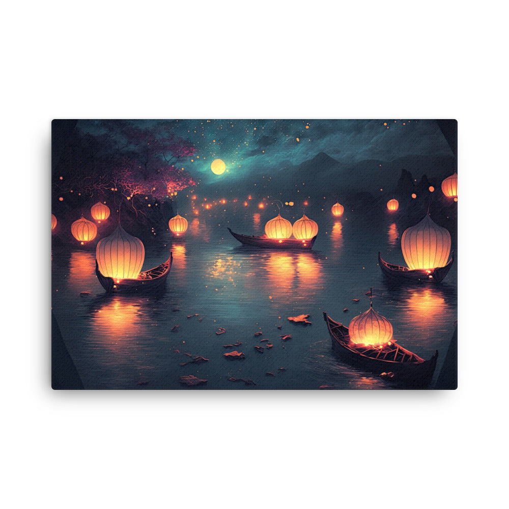 Chakra energy night dance floating canvas wall art print