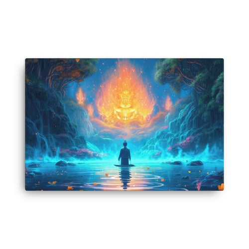 buddha meditation Psychedelic Art - Euphoric Sci-fi Spirituality canvas wall art in living room mockup