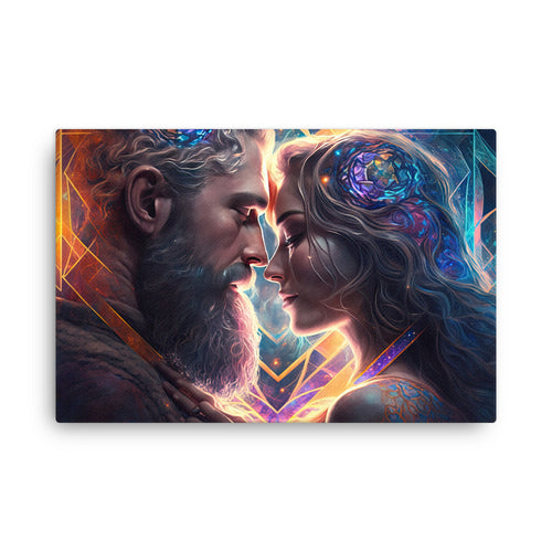 buddha meditation Spiritual Art - Universal Love Language canvas wall art in living room mockup