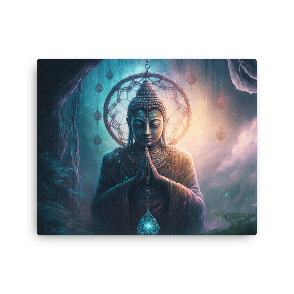 buddha meditation Yoga & Zen - Buddha's Patience canvas wall art in meditation space mockup