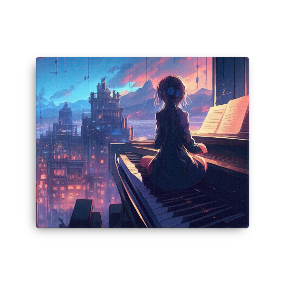 Spiritual anime piano canvas canvas print texture detail close-up
