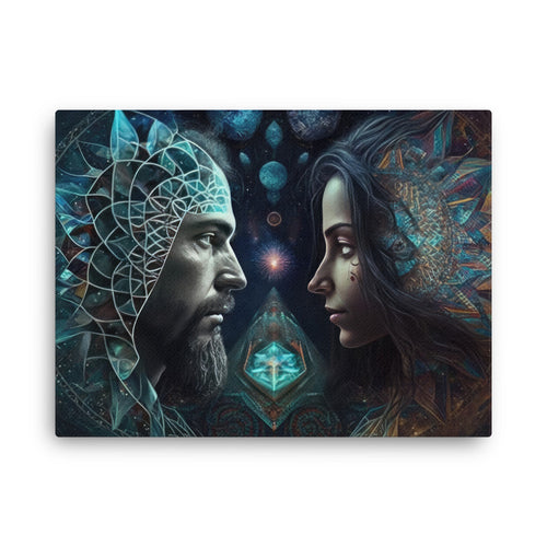 Spiritual love unveiled canvas canvas wall art in living room mockup