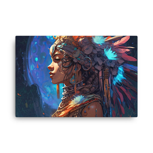 buddha meditation Mystical Sci-Fi canvas wall art in living room mockup