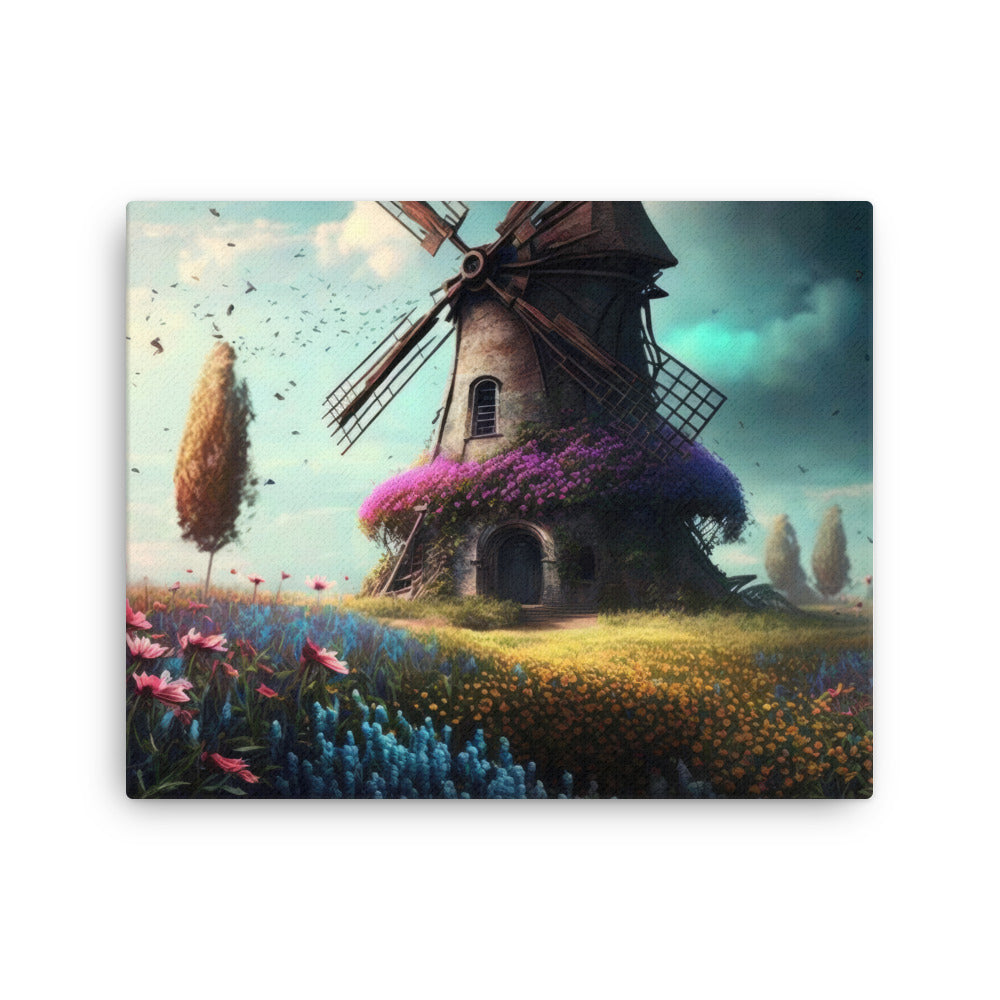 Spiritual whirling windmill stories art: charm & grace in breeze canvas print texture detail close-up
