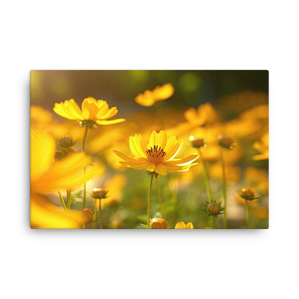 Nature shamanic nature's golden smiles sunflower canvas wall art print