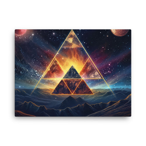 Sacred geometry language of shapes canvas wall art in living room mockup