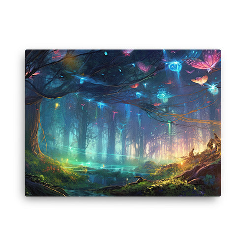 Chakra energy spiritual butterfly forest canvas wall art in living room mockup