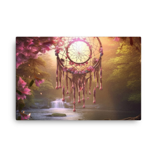 Yoga zen woven dreams intricate dreamcatcher canvas wall art print