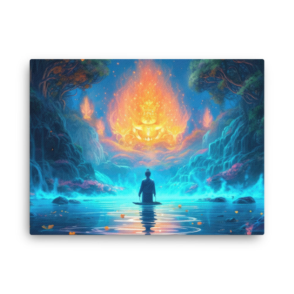 buddha meditation Psychedelic Art - Euphoric Sci-fi Spirituality canvas wall art in bedroom mockup
