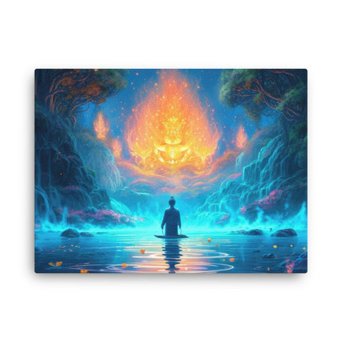 buddha meditation Psychedelic Art - Euphoric Sci-fi Spirituality canvas wall art in bedroom mockup