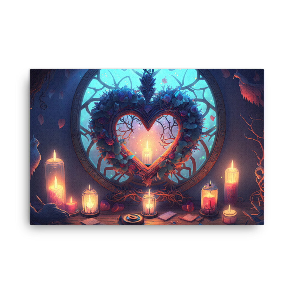 buddha meditation Heart Candle canvas wall art in living room mockup