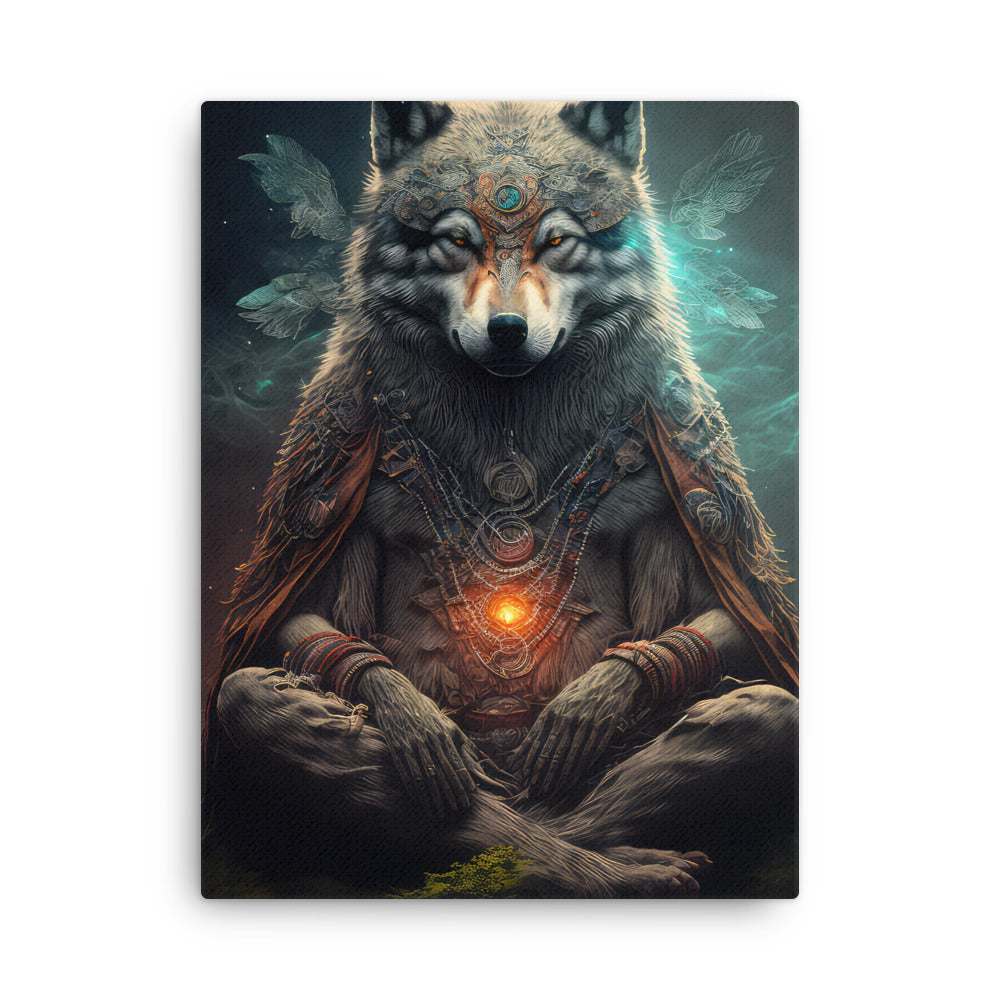 buddha meditation Nature & Shamanic - Meditating canvas wall art in bedroom mockup