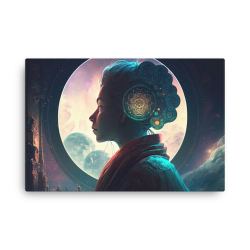 buddha meditation Spiritual Anime Adventures canvas wall art in living room mockup