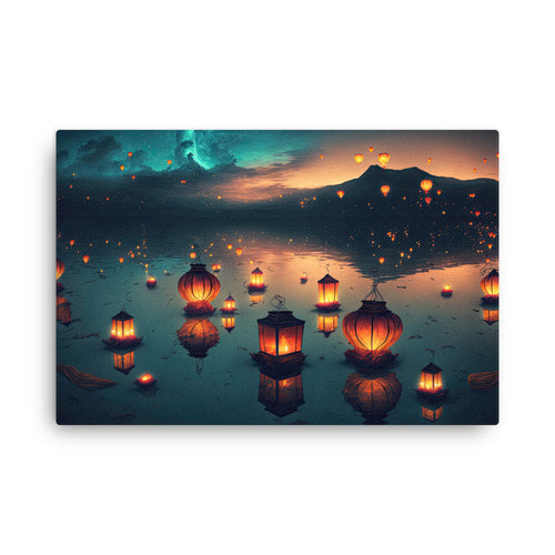 Spiritual illuminated skies floating canvas wall art print