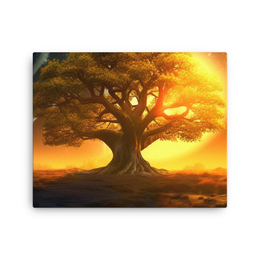 Nature shamanic majestic yellow tree canvas print texture detail close-up