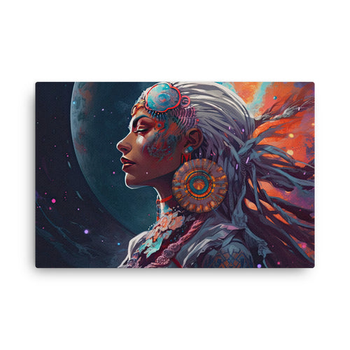 buddha meditation Nature & Shamanic - Sci-fi Shaman Navigating Dimensions Art canvas wall art in living room mockup