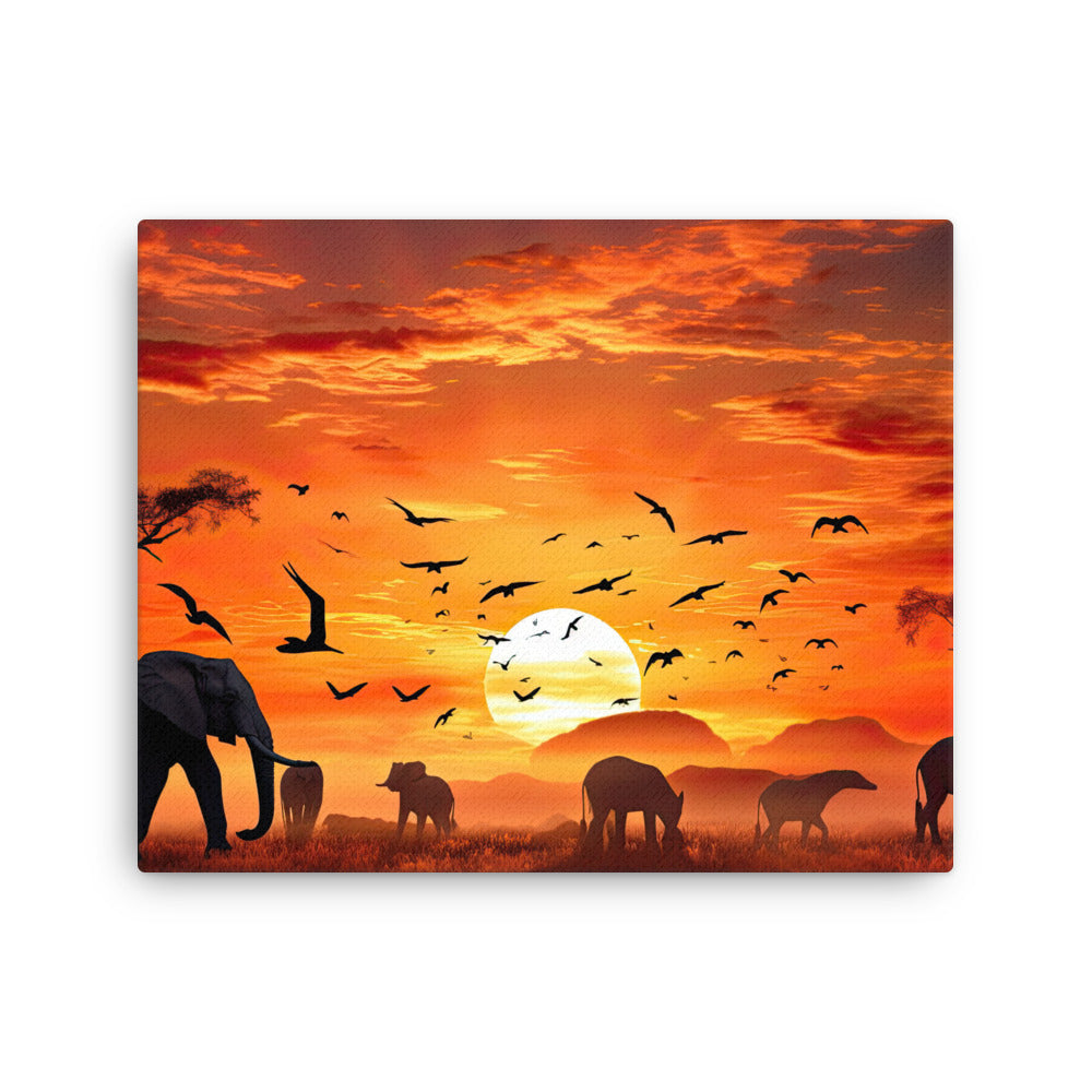 Yoga zen animal world sunrise embrace : morning glow wildlife canvas print texture detail close-up