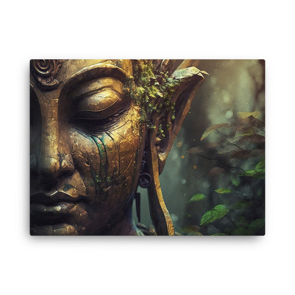 buddha meditation The Path: Buddha Enlightenment Journey canvas wall art in bedroom mockup