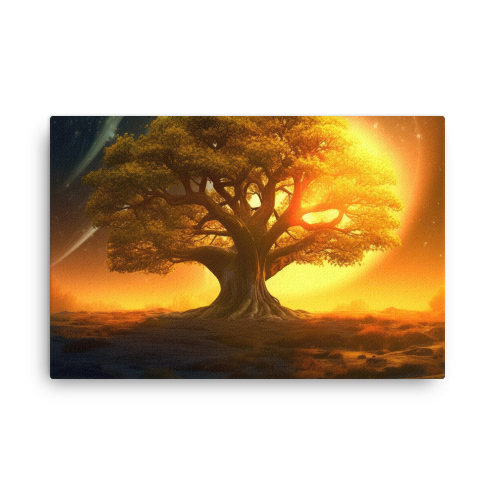 Nature shamanic majestic yellow tree canvas wall art print